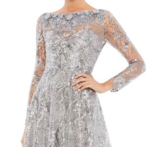 Mac Duggal | Dresses | Mac Duggal Nwt Boat Neck Long Sheer Sleeve ...